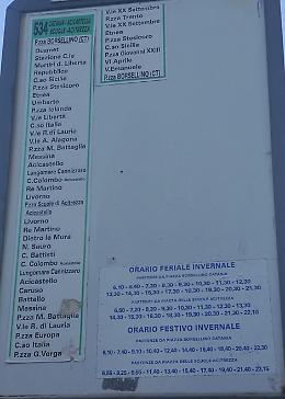 Aci Castello (Ct), corse AMT: orari errati sulla tabella esposta