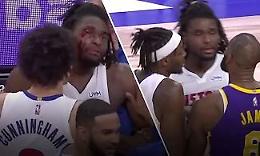 Lebron James espulso per una gomitata a Isaiah Stewart