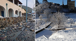 L'inverno irrompe in Sicilia: vento gelido, mareggiate alle Eolie ed Enna imbiancata