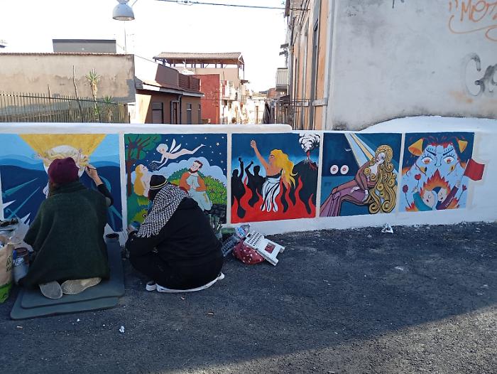 AgataPerCatania, dove c'era una discarica, dipinti volti della Santa patrona