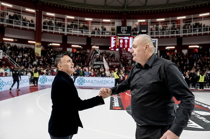 Il patron Antonini e il coach Repesa