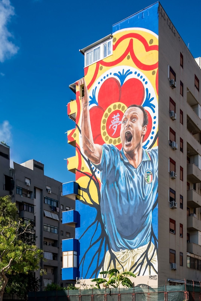 Gli occhi di Totò tra i murales più belli del mondo, «ora una statua e un museo per Schillaci»