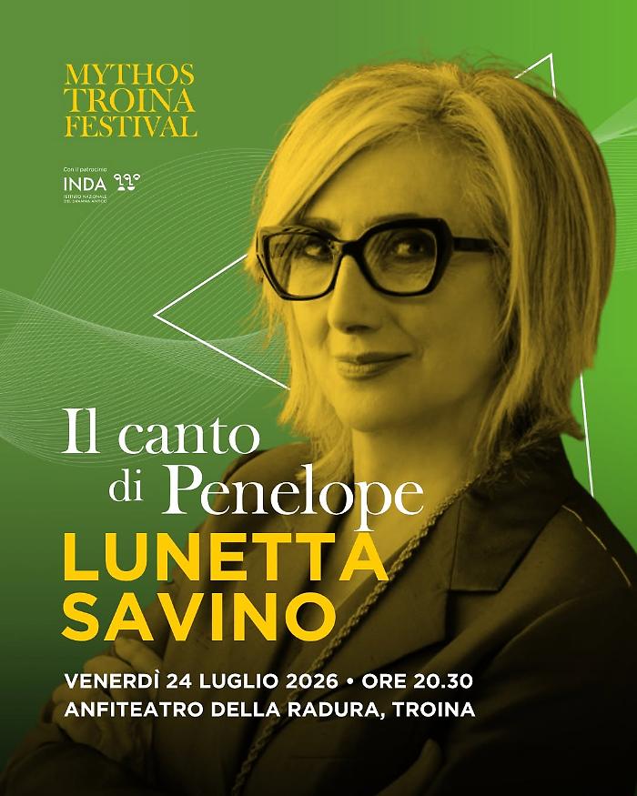 Mythos Troina Festival, il 24 luglio Lunetta Savino protagonista della prima nazionale de "Il canto di Penelope" 